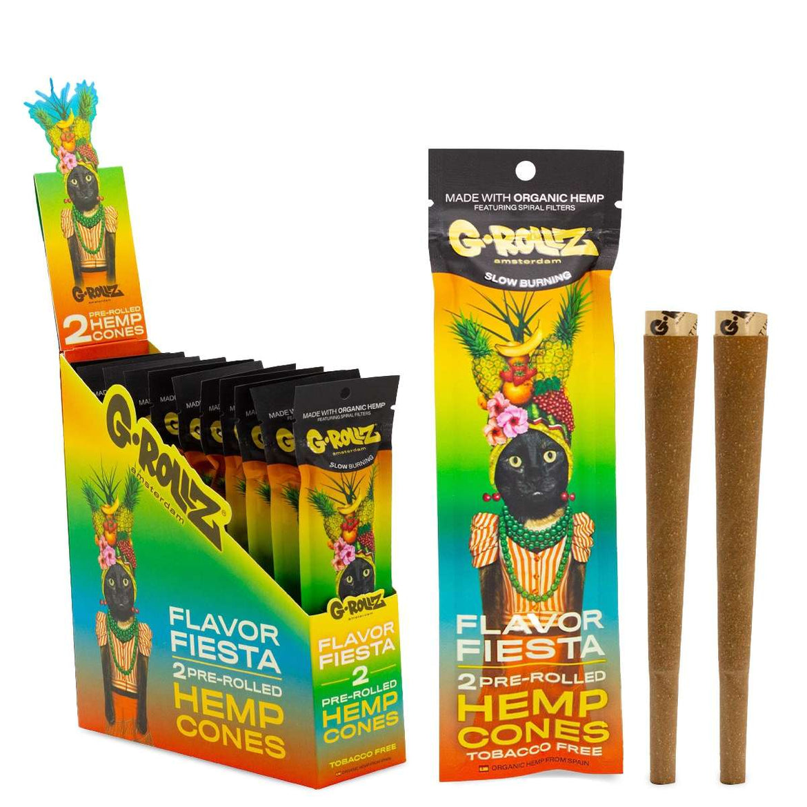 G-ROLLZ PRE-ROLLED HEMP CONES "FLAVOR FIESTA" (12) Main image