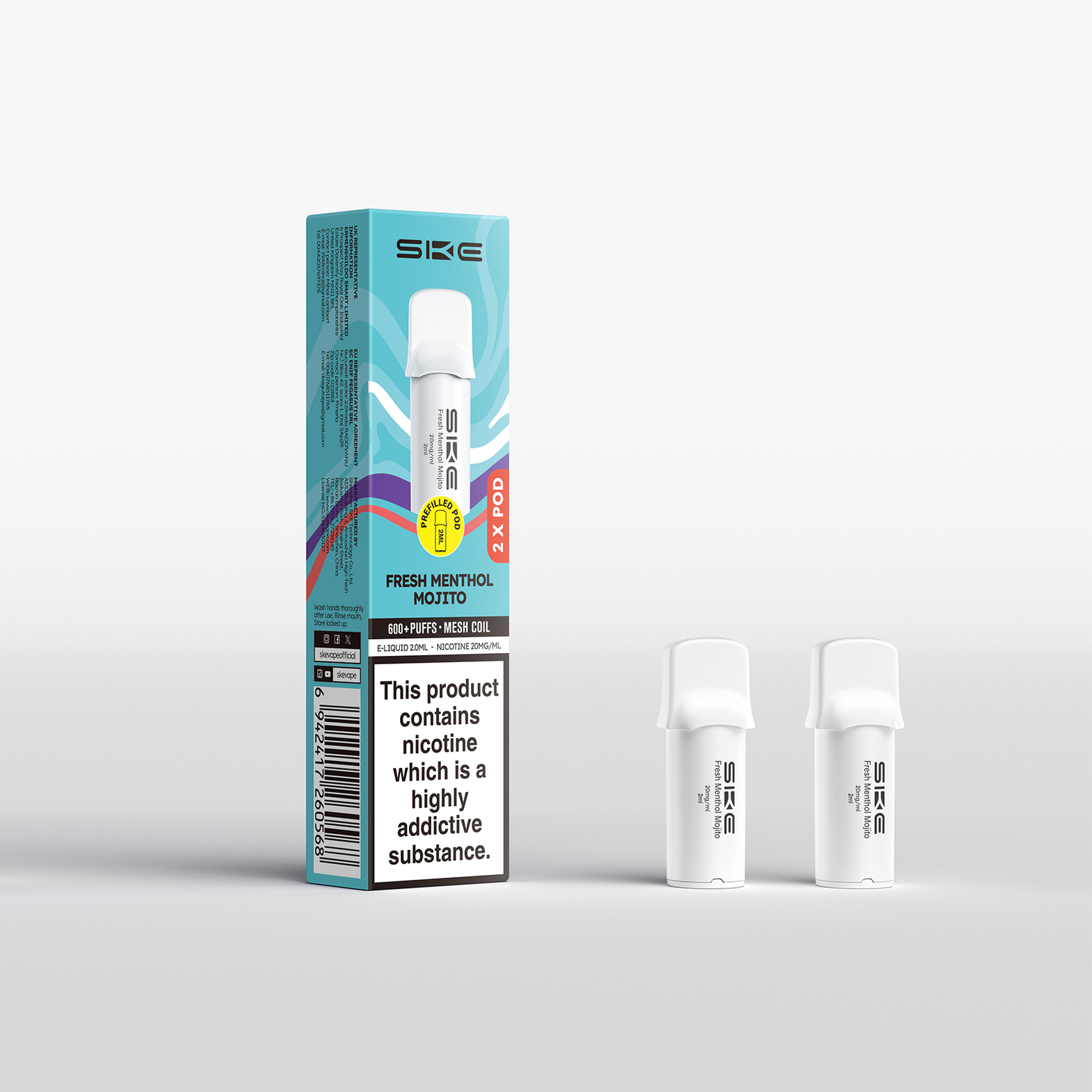 SKE 600 PRO REFILL POD 2 PACK FRESH MENTHOL MOJITO (10) Main image