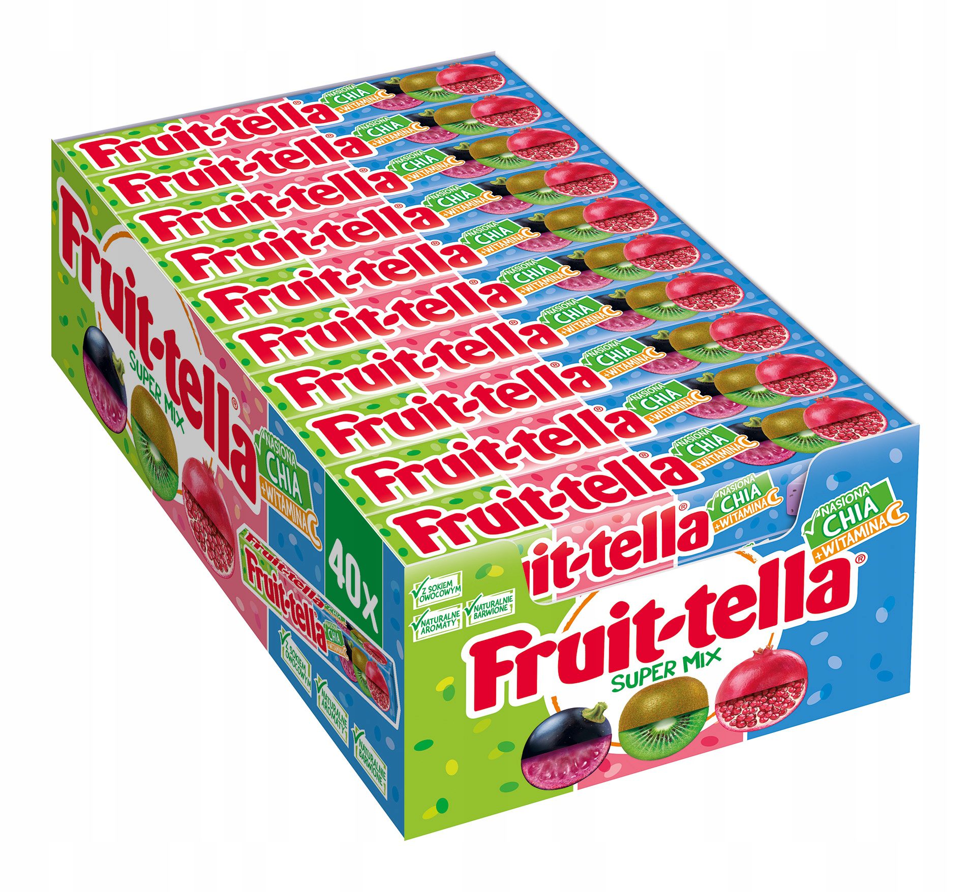 Fruit-Tella Super Mix Chewing Candies 41g Pack of 40