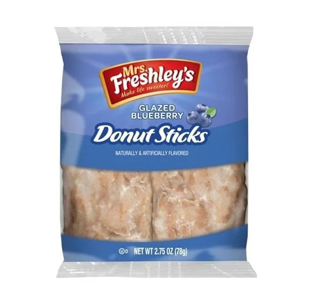 Mrs Freshley’s Donut Sticks Glazed Blueberry 2.75oz 78g X 12 Pack
