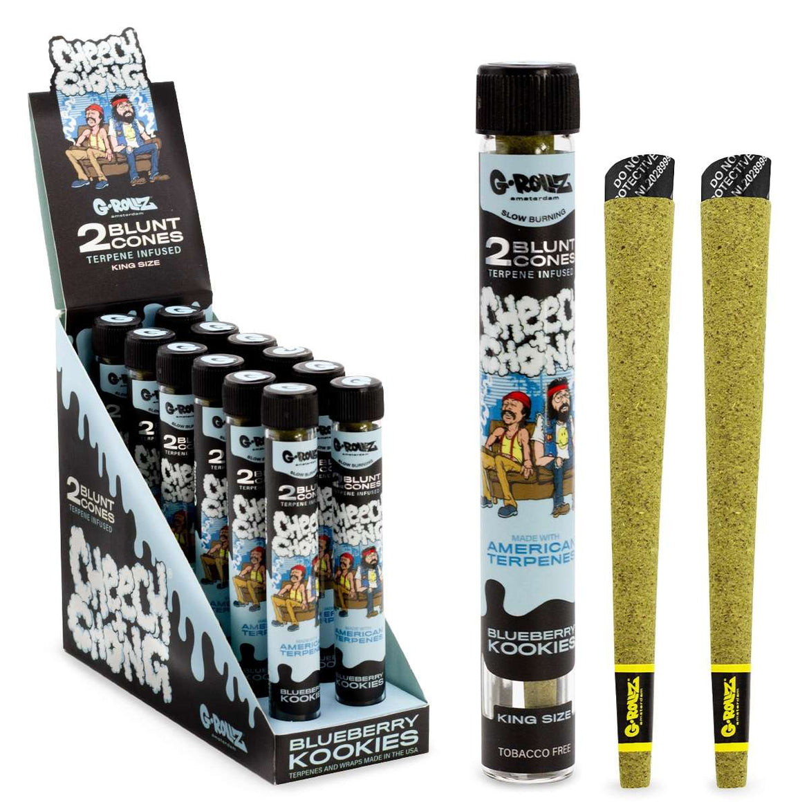 G-ROLLZ CHEECH & CHONG (TM) 2PK CONES BLUEBERRY KOOKIES (12)