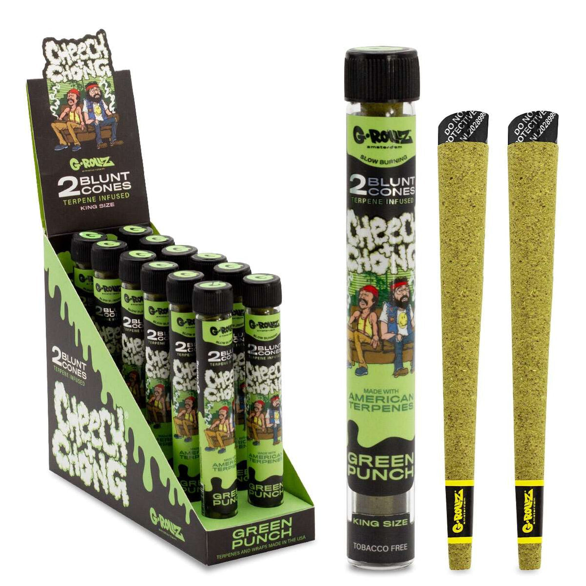 G-ROLLZ CHEECH & CHONG (TM) 2PK CONES GREEN PUNCH (12) Main image