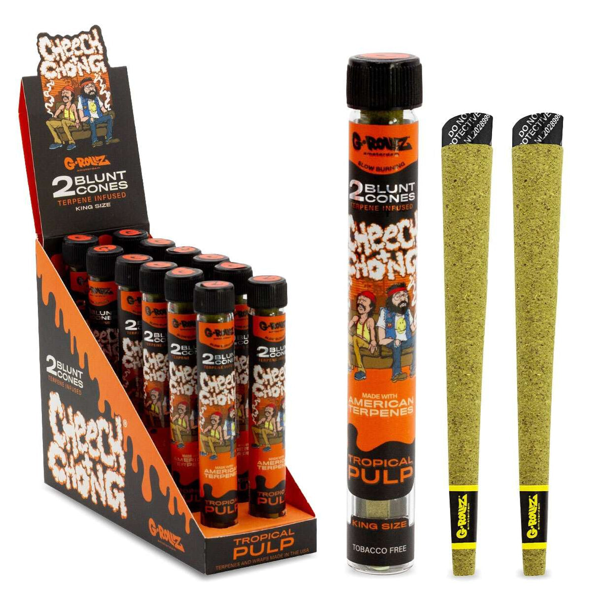G-ROLLZ CHEECH & CHONG (TM) 2PK CONES TROPICAL PULP (12)