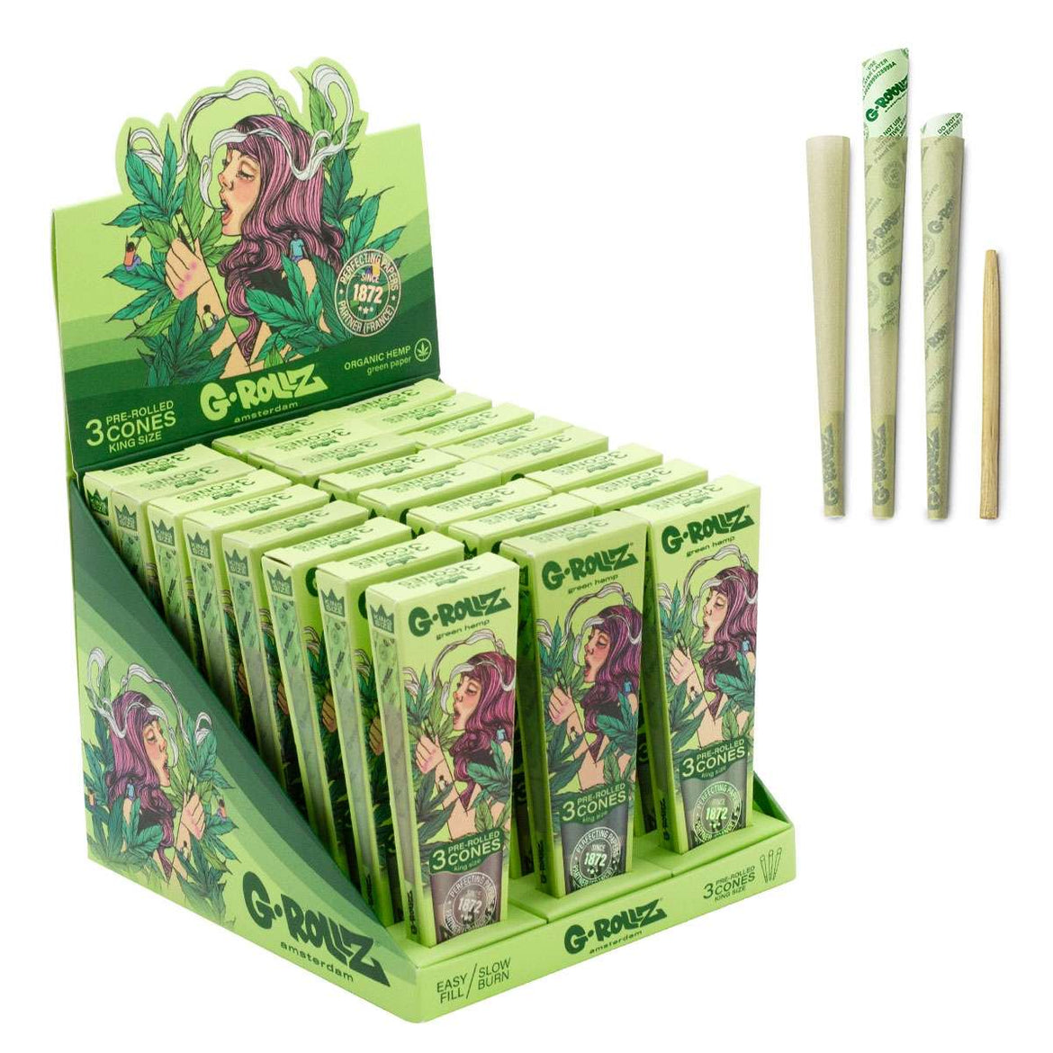 G-ROLLZ COLLECTOR 'COLOSSAL' ORGANIC GREEN HEMP 3KS CONES (24) Main image
