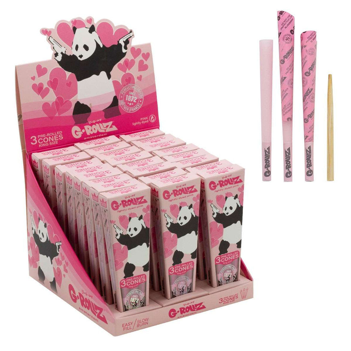 G-ROLLZ BANKSY GRAFFITI 'PANDA GUNNIN' PINK 3KS CONES (24) Main image