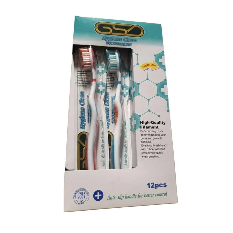 GSD Hygiene Clean Medium Toothbrush 12 Pack Main image