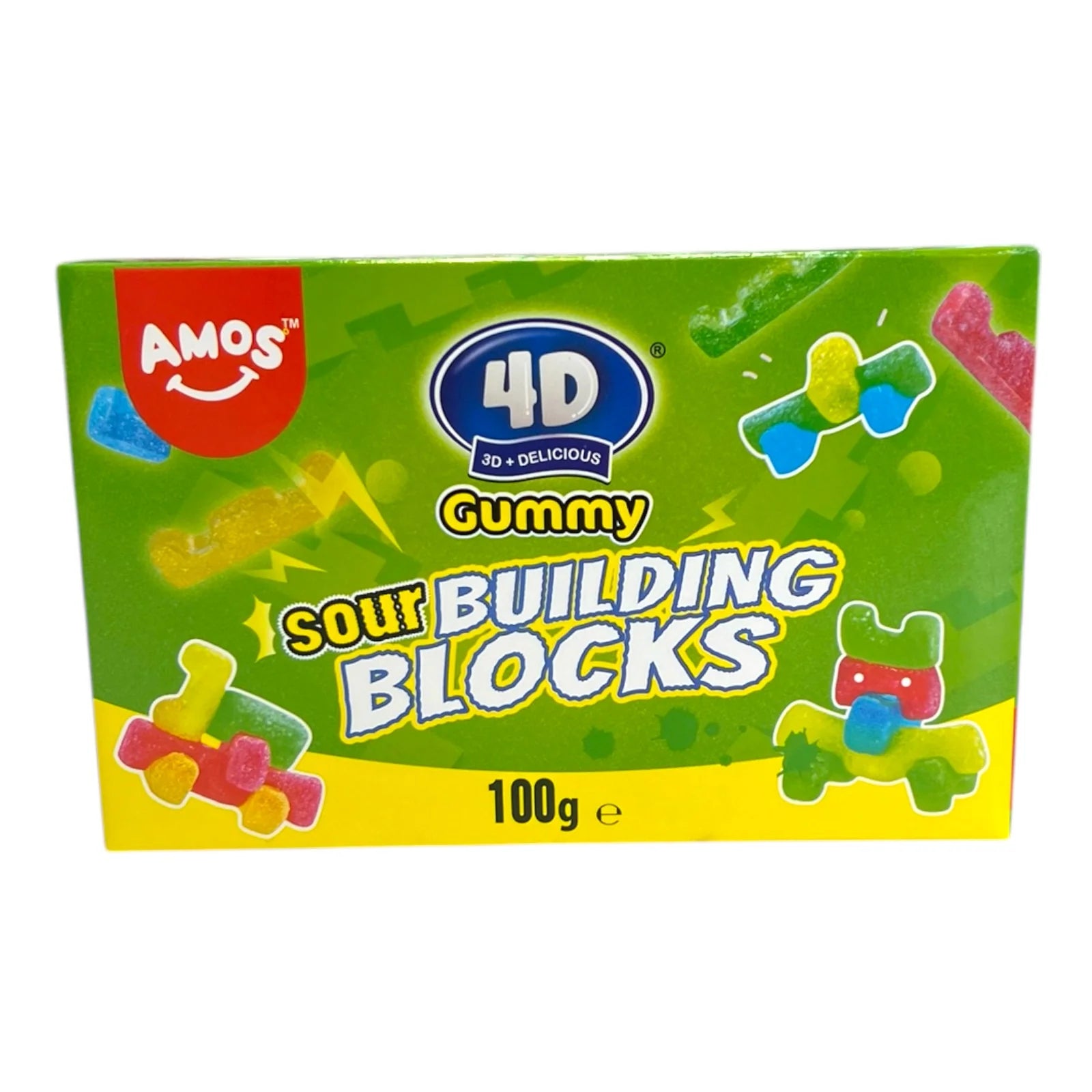 Amos 4D Sour Gummy Blocks 100g 12 pack Main image