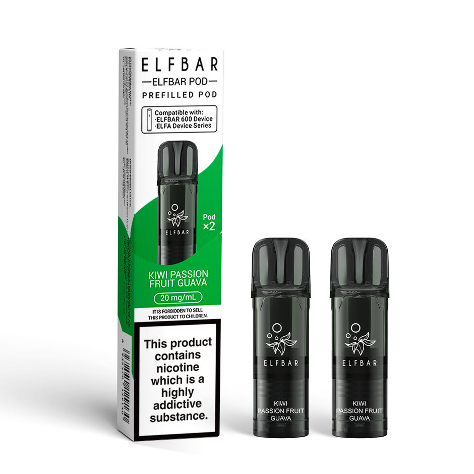ELFBAR 600 2025 2PK PODS KIWI PASSION FRUIT GUAVA (10) Main image