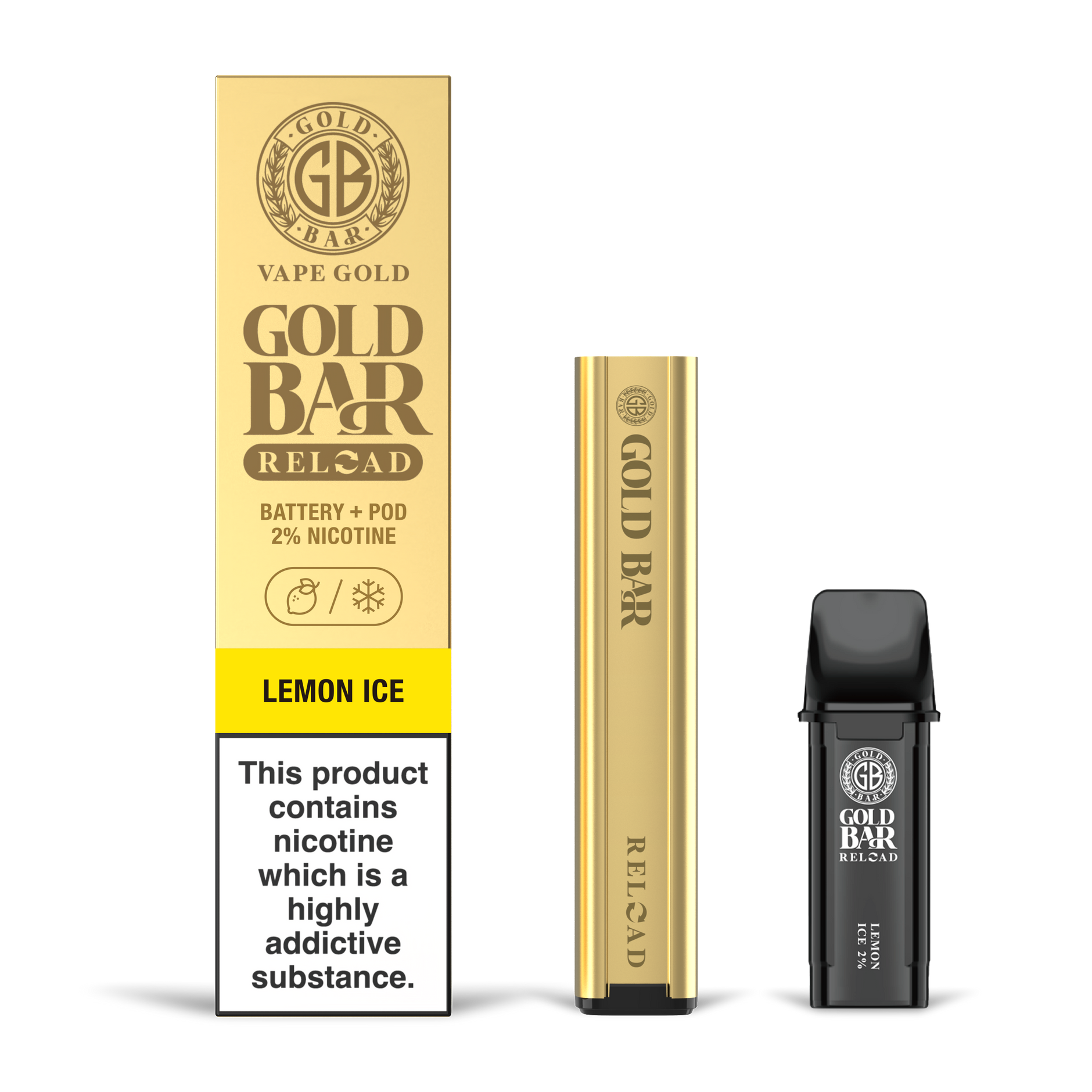 GOLD BAR RELOAD BATTERY + POD LEMON ICE (10) Main image