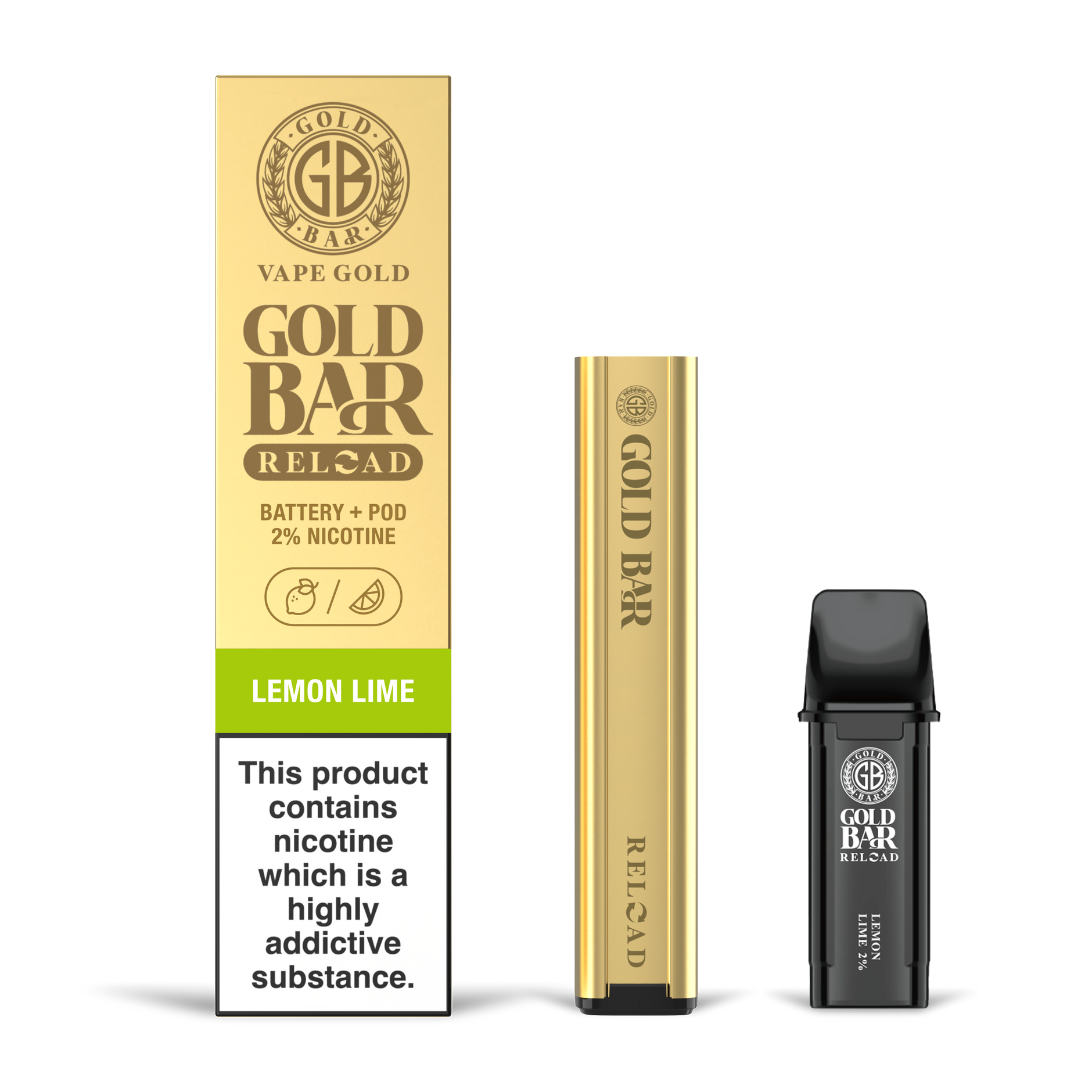 GOLD BAR RELOAD BATTERY + POD LEMON LIME (10) Main image
