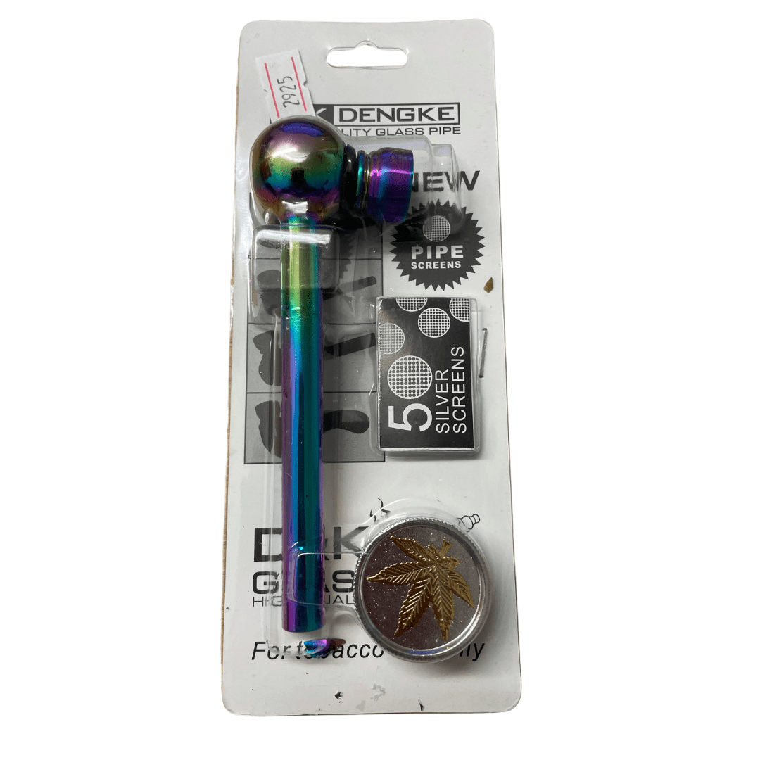 SM-2161 D&K Glass Smoking pipe with 5 silvers screen & small grinder Main image