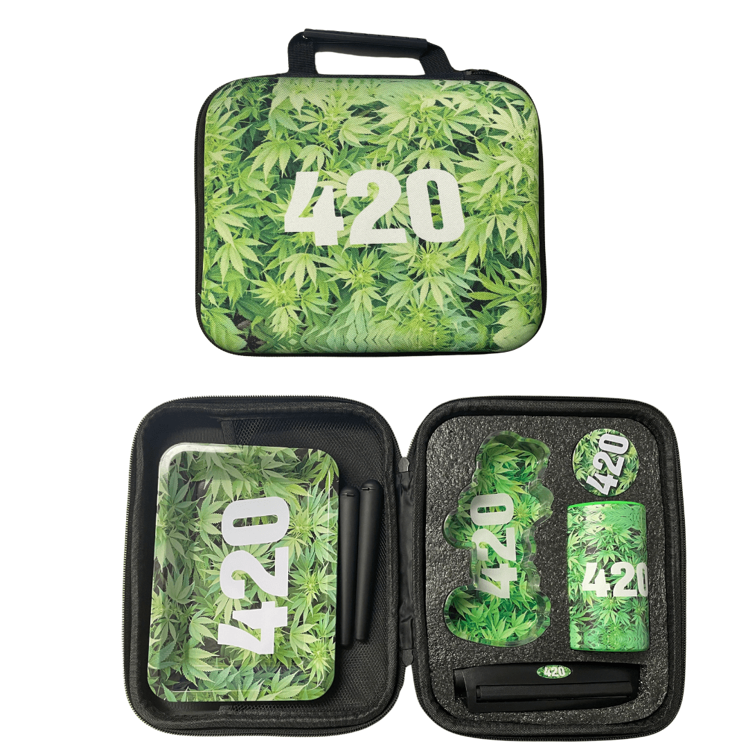 SM-2939(2) Smoking Gift Set includes a tray, ashtray, grinder, box, 2 holders, and a roller Main image
