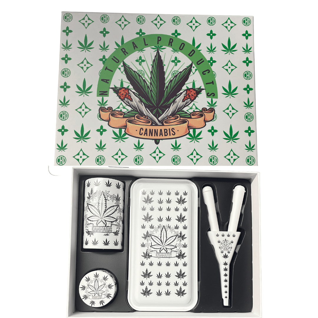 SM-3095 Smoking Gift set includes a tray, grinder, box, and two holders Main image