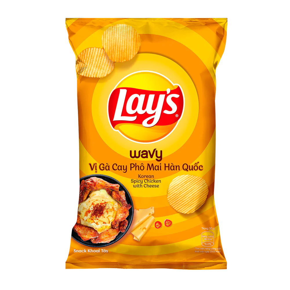 Korean Lay's Wavy Spicy Chicken With Cheese 54g 100 Pack