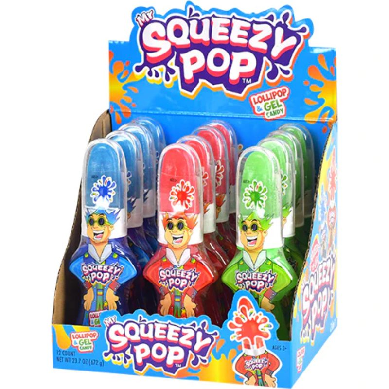 Squeezy Pop Lollipop & Gel Candy 672g 12 Pack