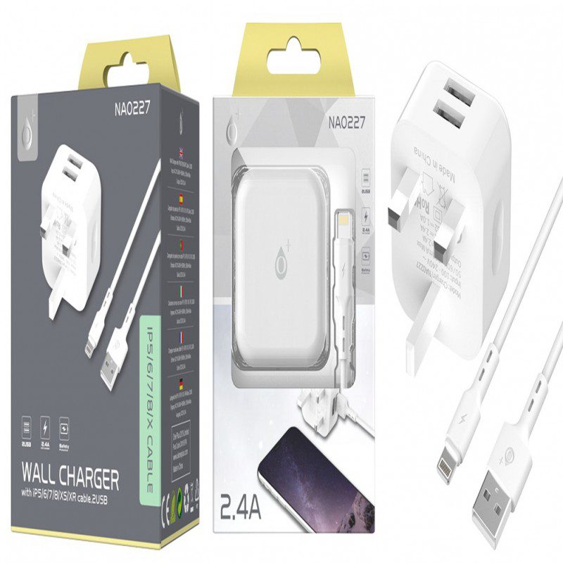NA0227 Wall Iphone Charger, fast charging 2.4a, 2 USB