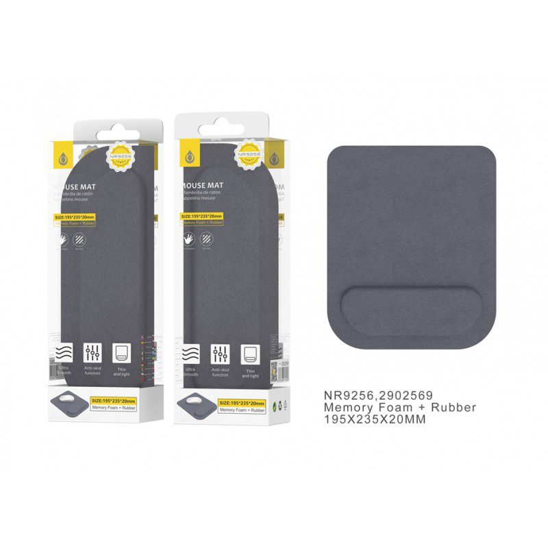 NR9256 Mouse Mat with Foam Wrist, 195x235x20mm Main image