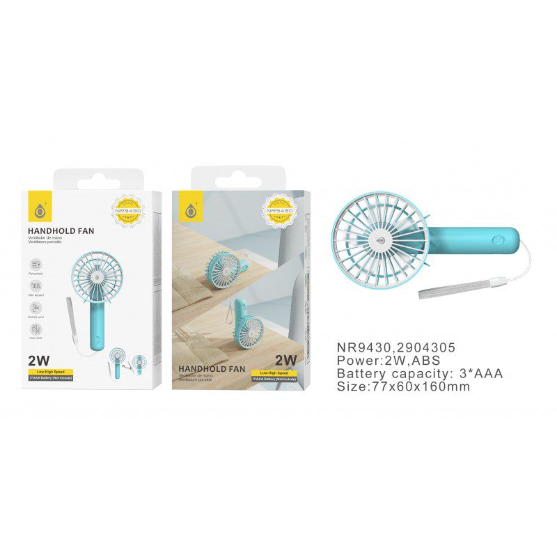 NR9430 Mini-Handhold portable fan 2w, works with 3*AAA battery (not include) Main image