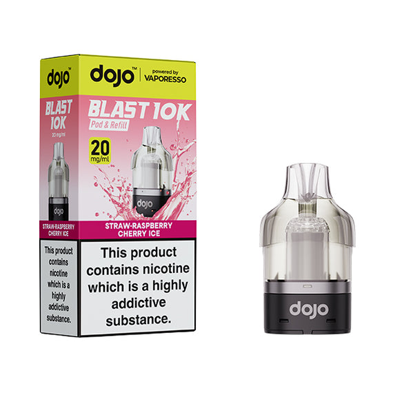 VAPORESSO DOJO BLAST 10K PODS STRAW-RASPBERRY CHERRY ICE (5)
