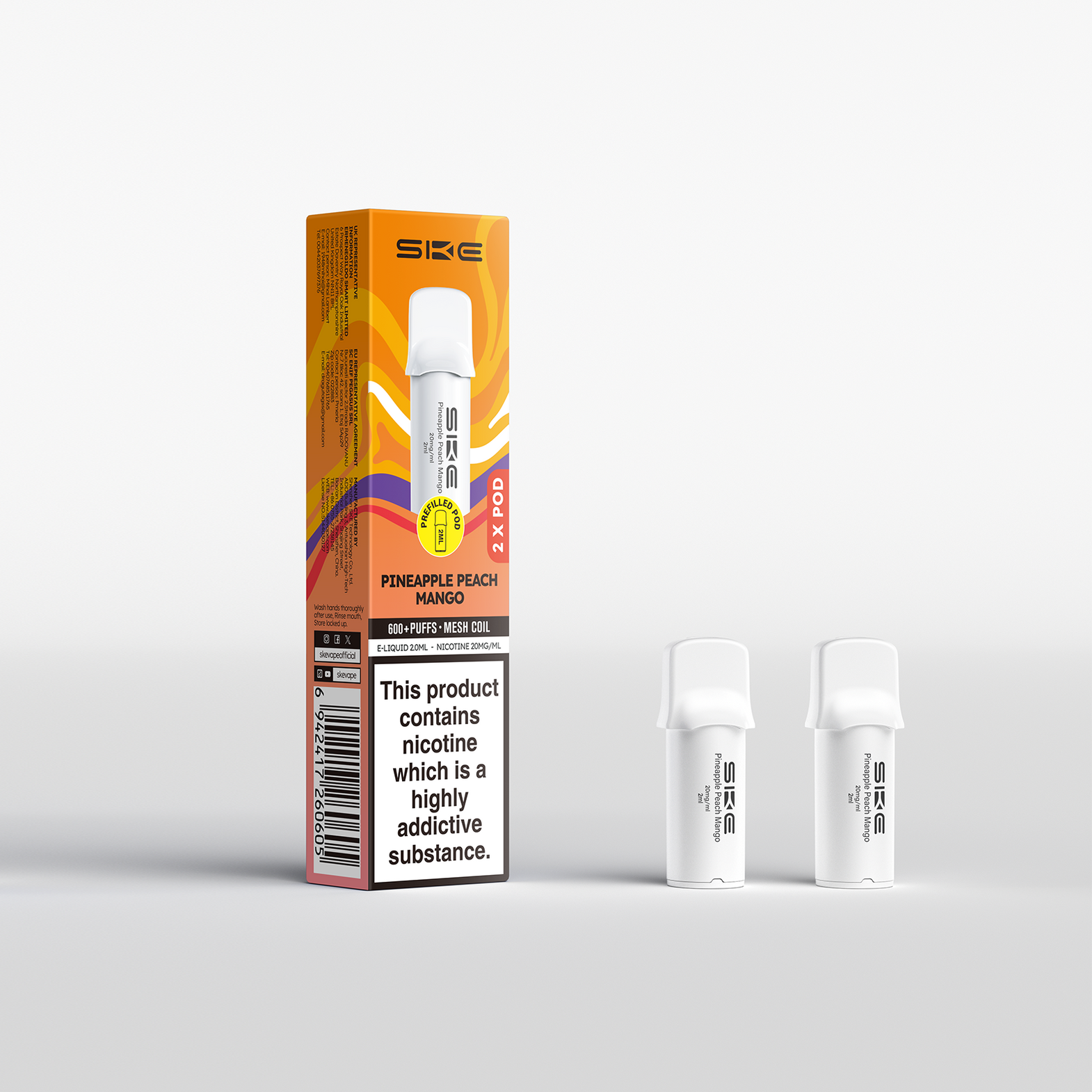 SKE 600 PRO REFILL POD 2 PACK PINEAPPLE PEACH MANGO (10) Main image