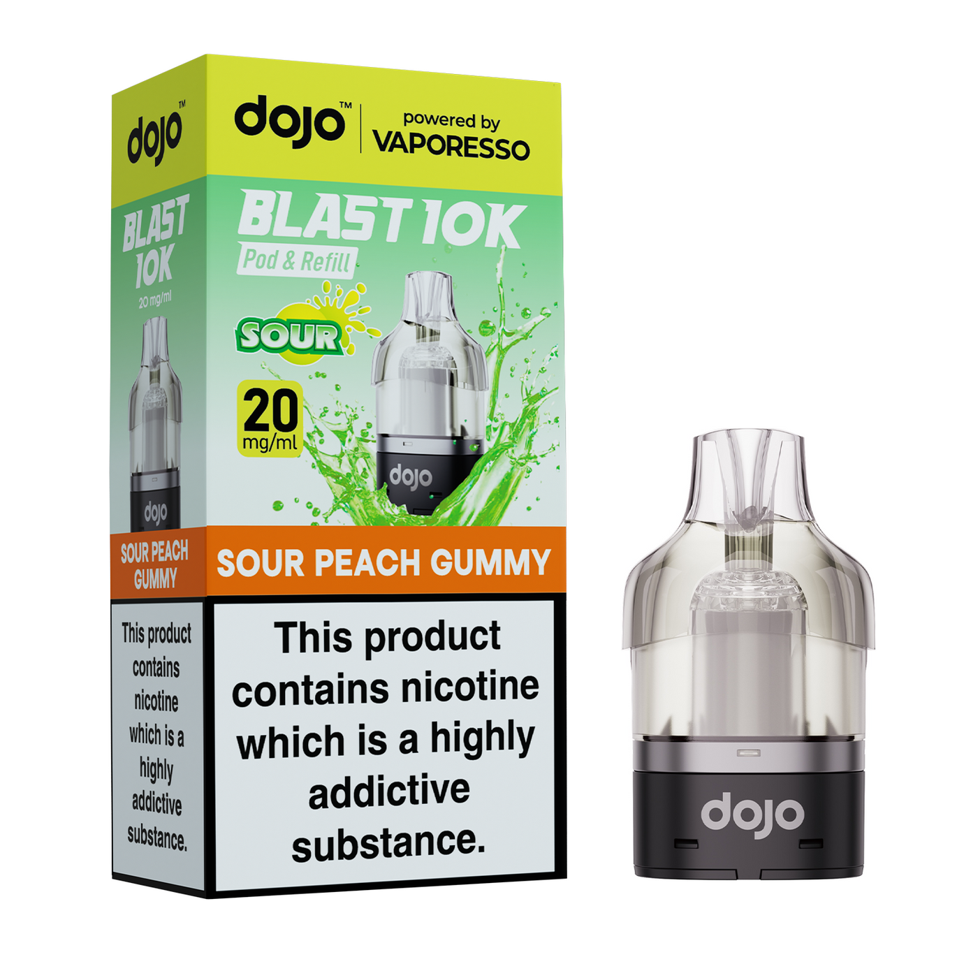 VAPORESSO DOJO BLAST 10K PODS SOUR PEACH GUMMY (5) Main image