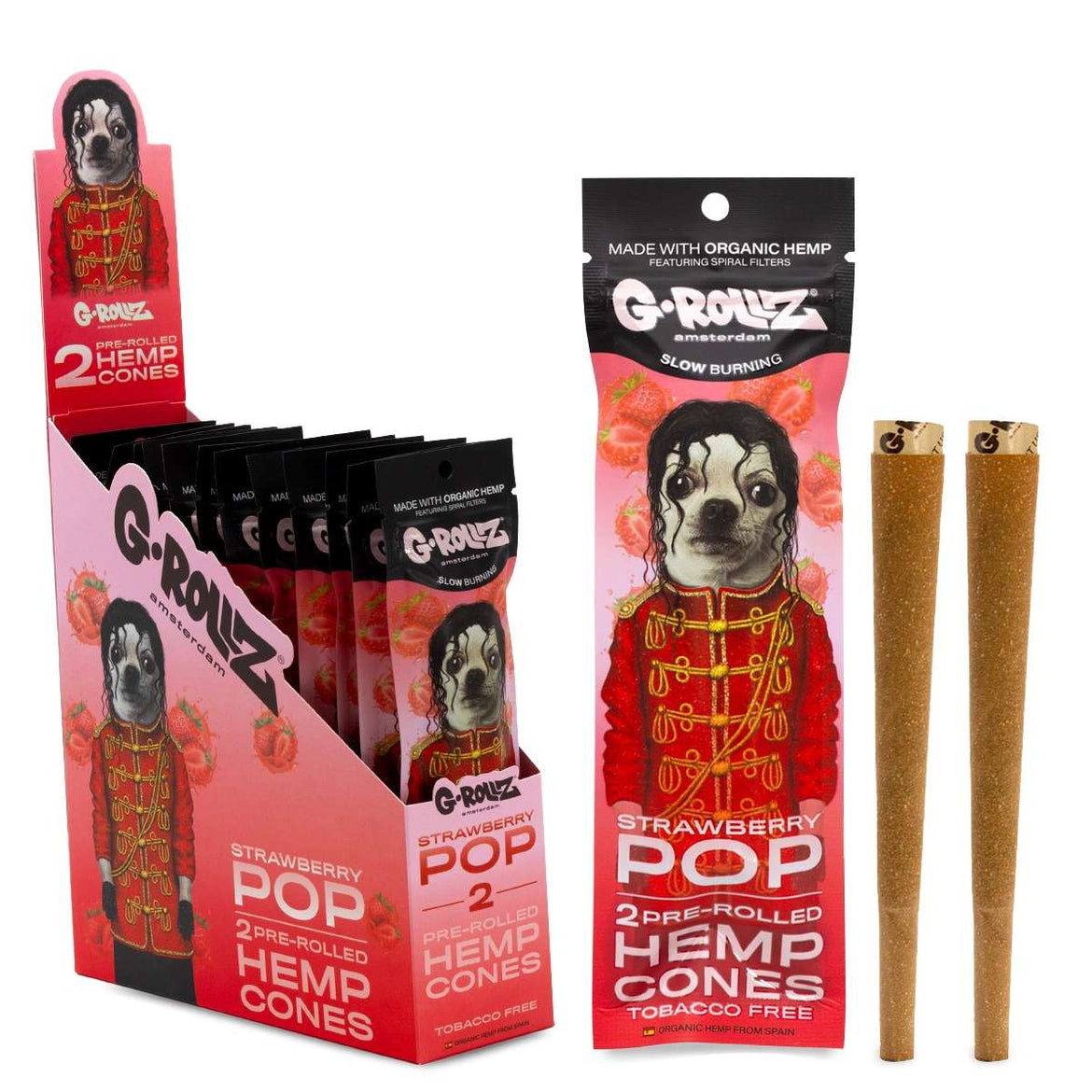G-ROLLZ PRE-ROLLED HEMP CONES "STRAWBERRY POP" (12) Main image