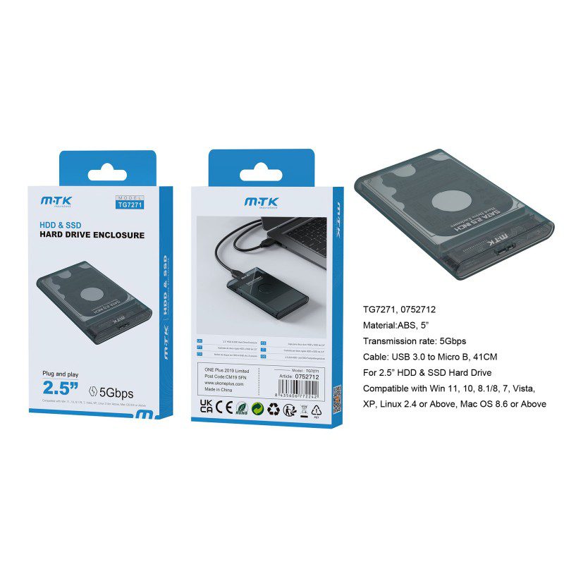 TG7271 HDD & SSD Hard Drive Enclosure 2.5, USB 3.0, 5Gbps Main image