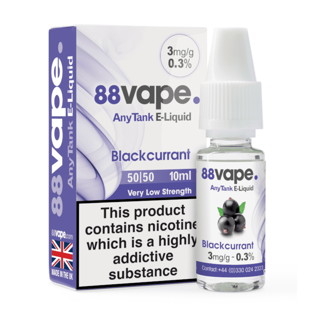 88 Vape E-Liquid Blackcurrant 10ml 20 Pack - 3mg