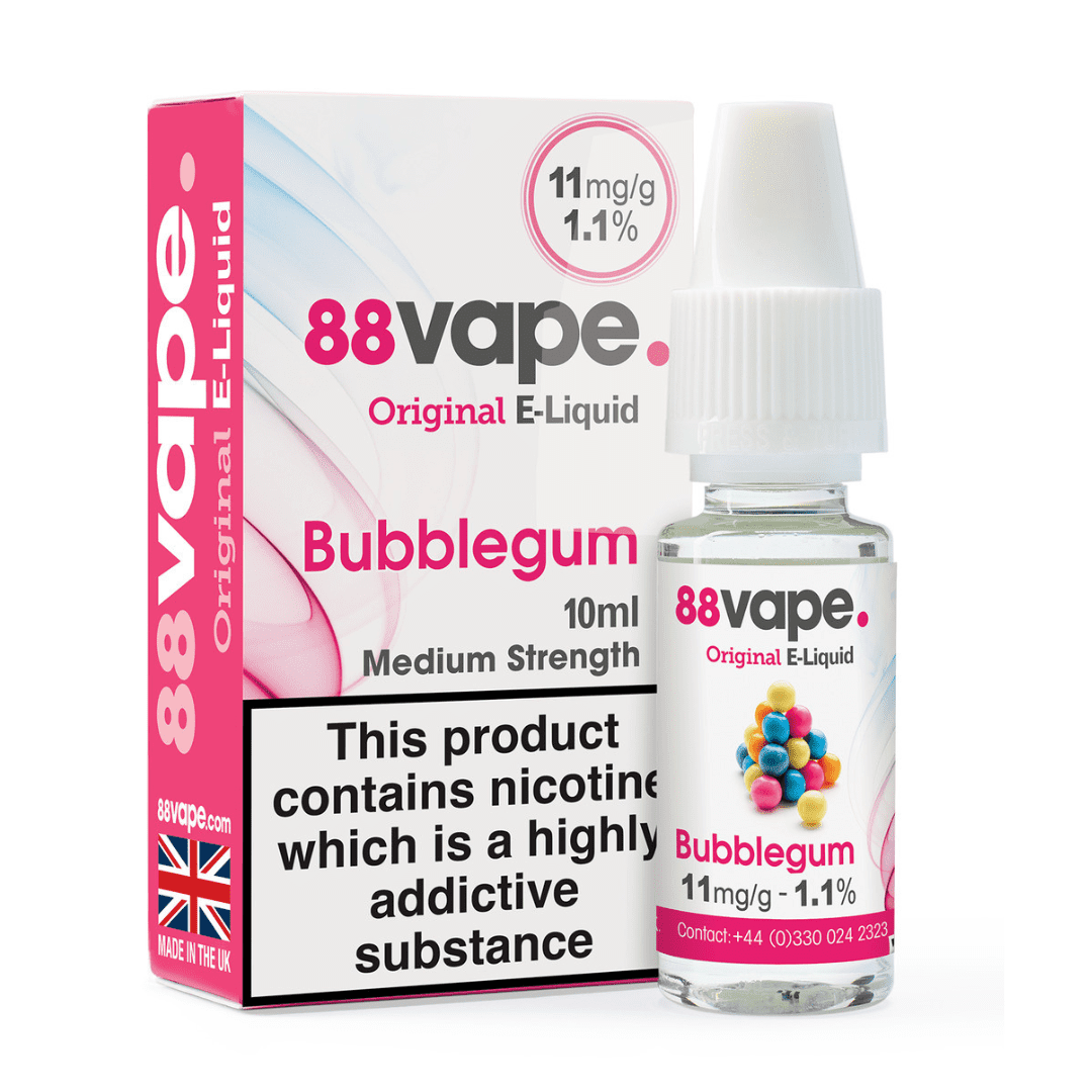 88 Vape E-Liquid Bubblegum 10ml 20 Pack - 11mg
