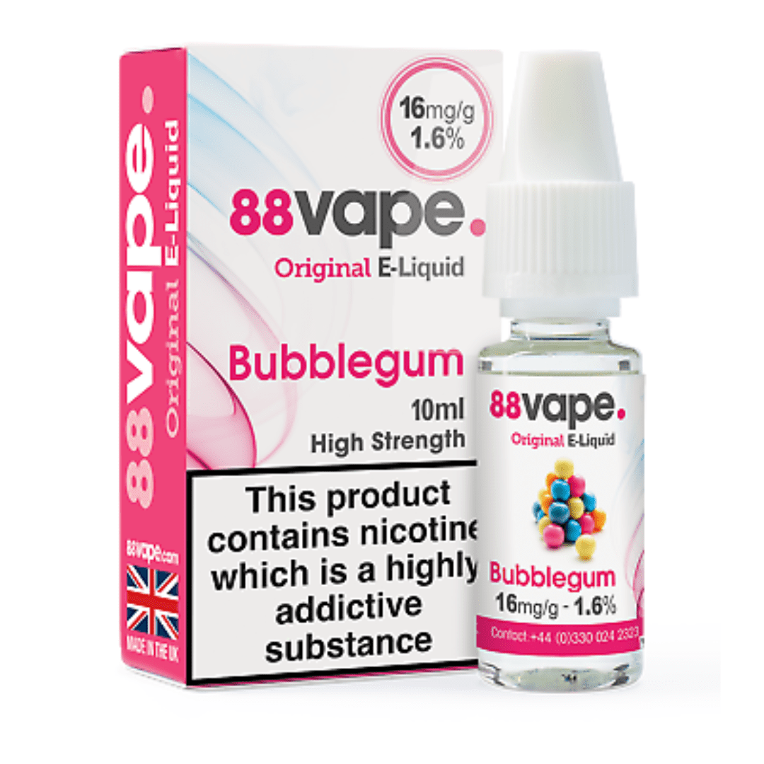 88 Vape E-Liquid Bubblegum 10ml 20 Pack - 16mg