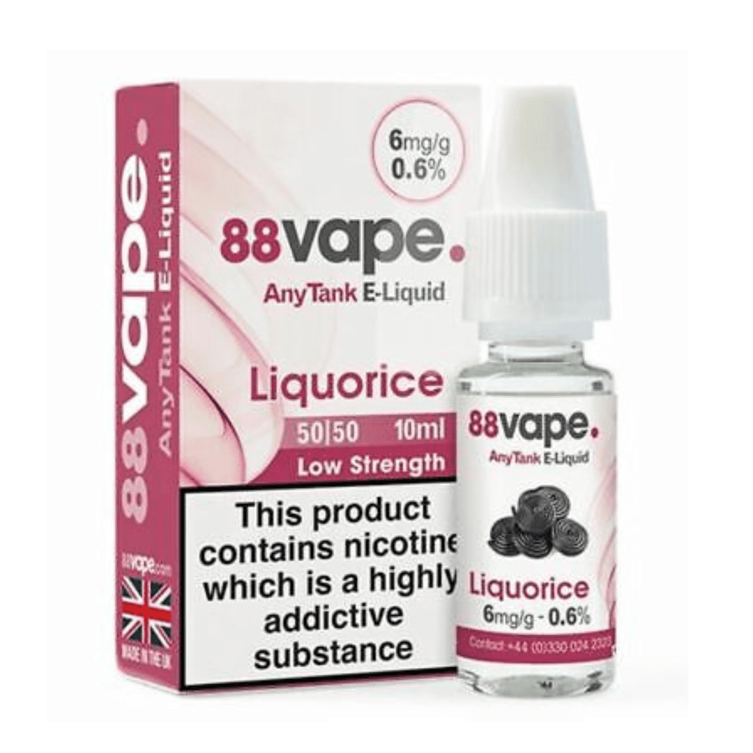 88 Vape E-Liquid Liquorice 10ml 20 Pack - 6mg Main image