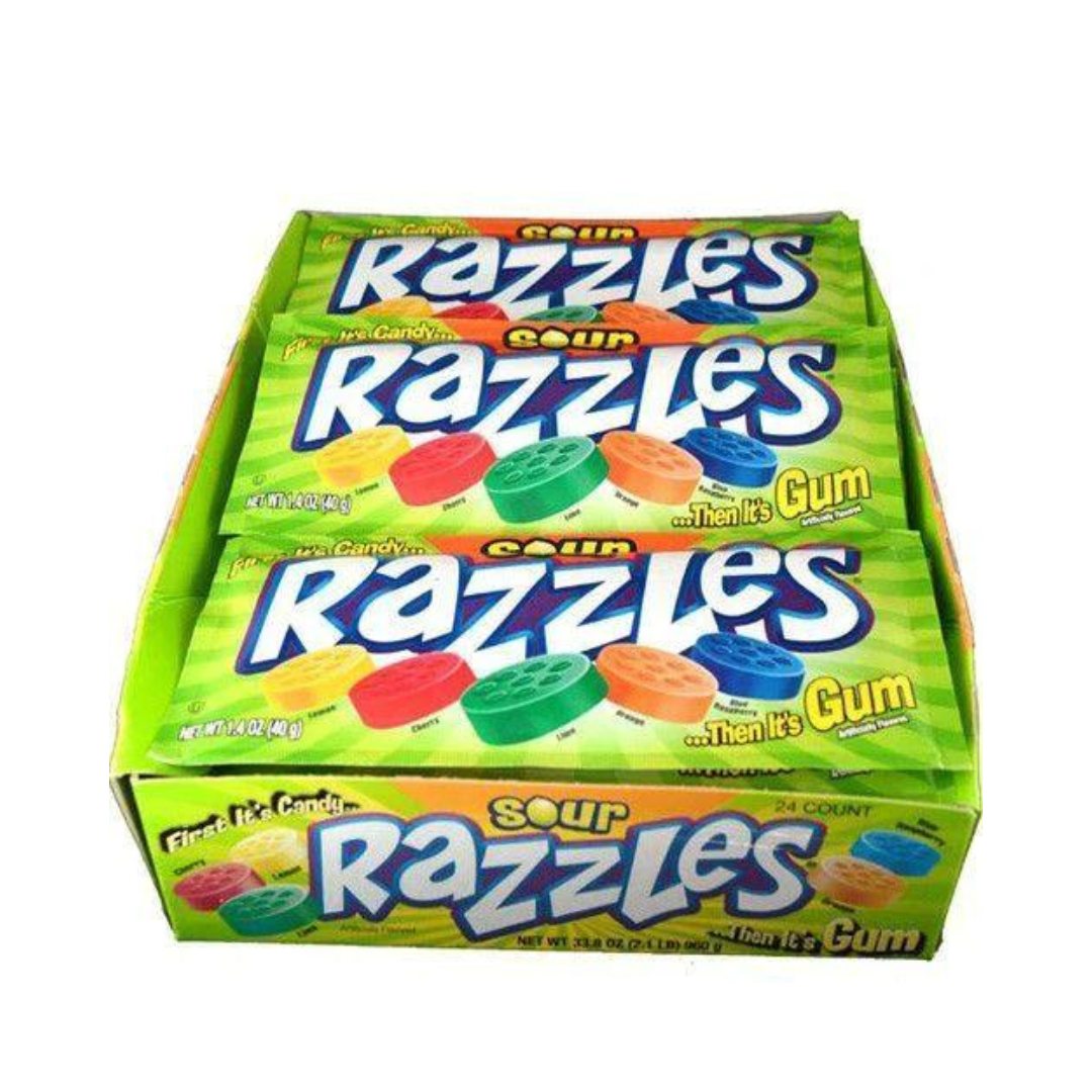 Razzles Sour Candy And Gum 40g 24 Pack