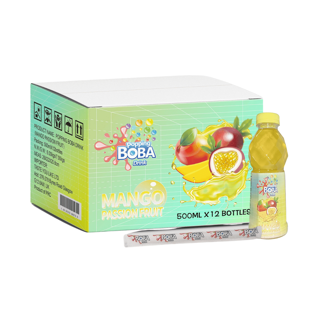 Popping Boba Drink Mango Passion Fruit 500ml 12 Pack
