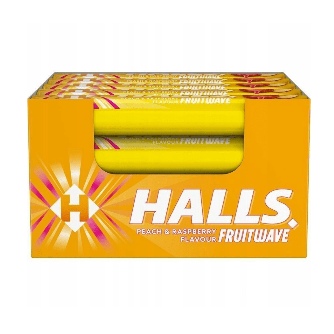 Halls Fruitwave Peach & Raspberry Flavour 45g 20 Pack