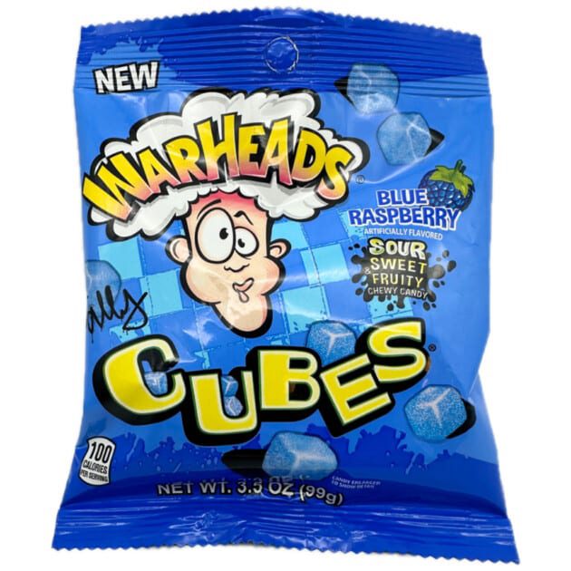 Warhead Blue Raspberry Cubes 99g Peg Bag