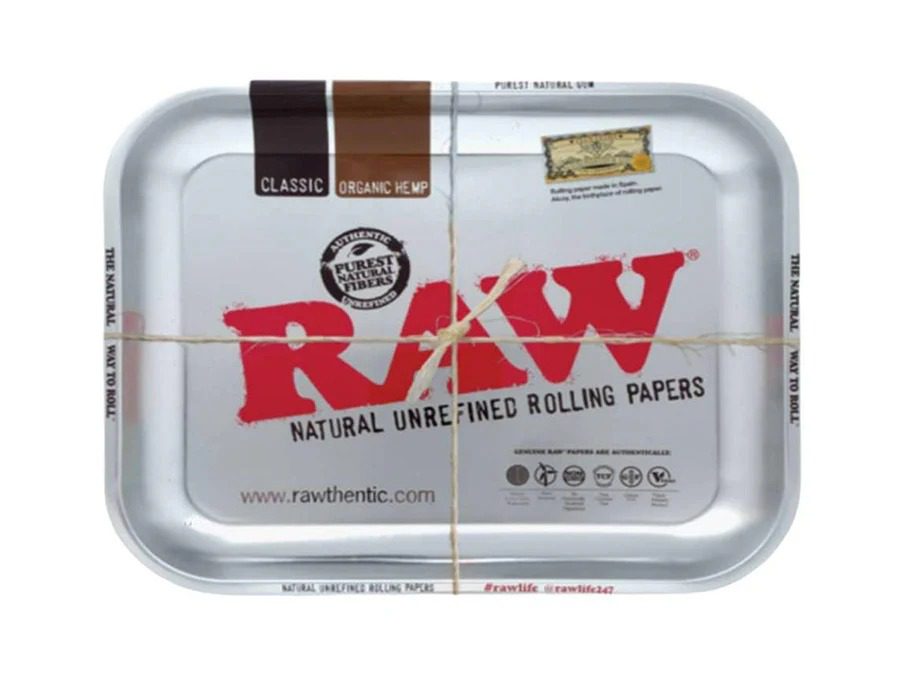 RAW Rolling Mini Metal Trays With Assorted Design - Stainless