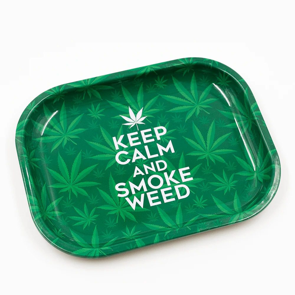 Mini Metal Rolling Tray- Keep Calm and Smoke Weed Print Main image