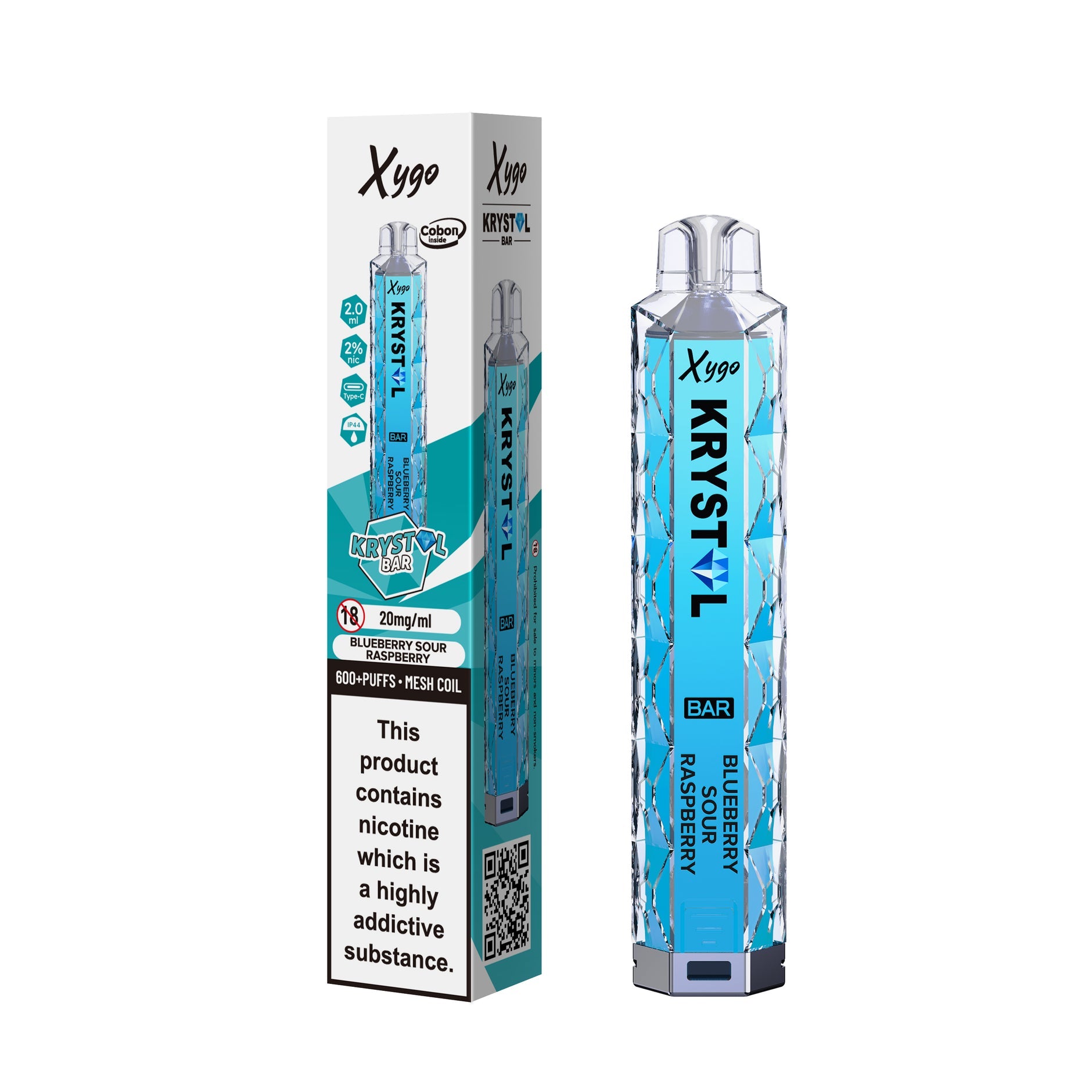 XYGO KRYSTAL 600 KIT BLUEBERRY SOUR RASPBERRY (10) Main image