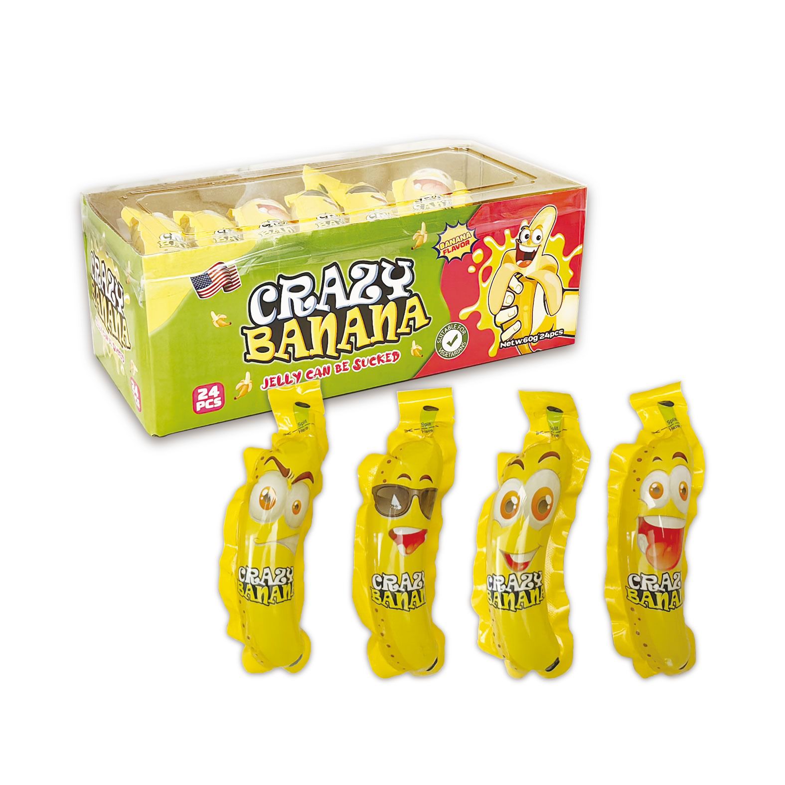 Crazy Banana Jelly 24x60g (Banana Flavour) Main image