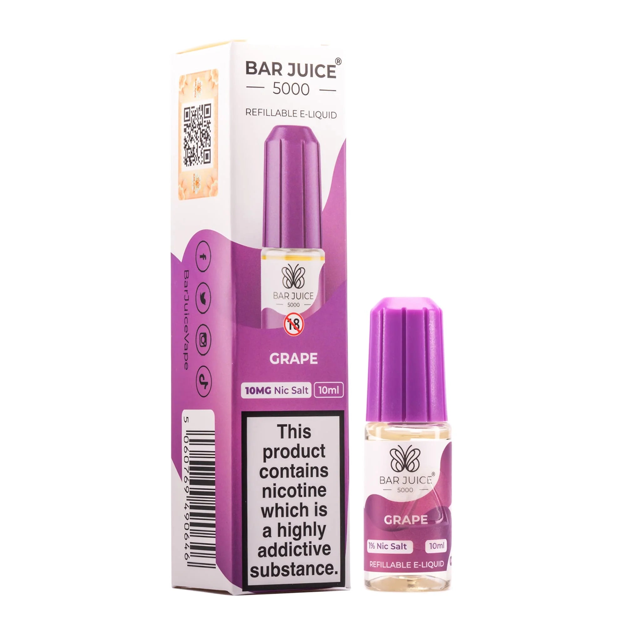 Bar Juice 5000 Nic Salt Grape Flavour 10ml 10 Pack - 10mg