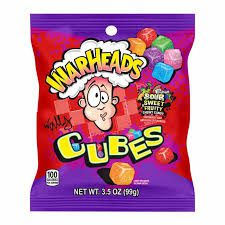 Warheads Chewy Cubes Sour Sweet & Fruity Peg Bags 12x99g Main image