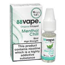 88 Vape E-Liquid Menthol Chill 10ml 20 Pack - 16mg Main image