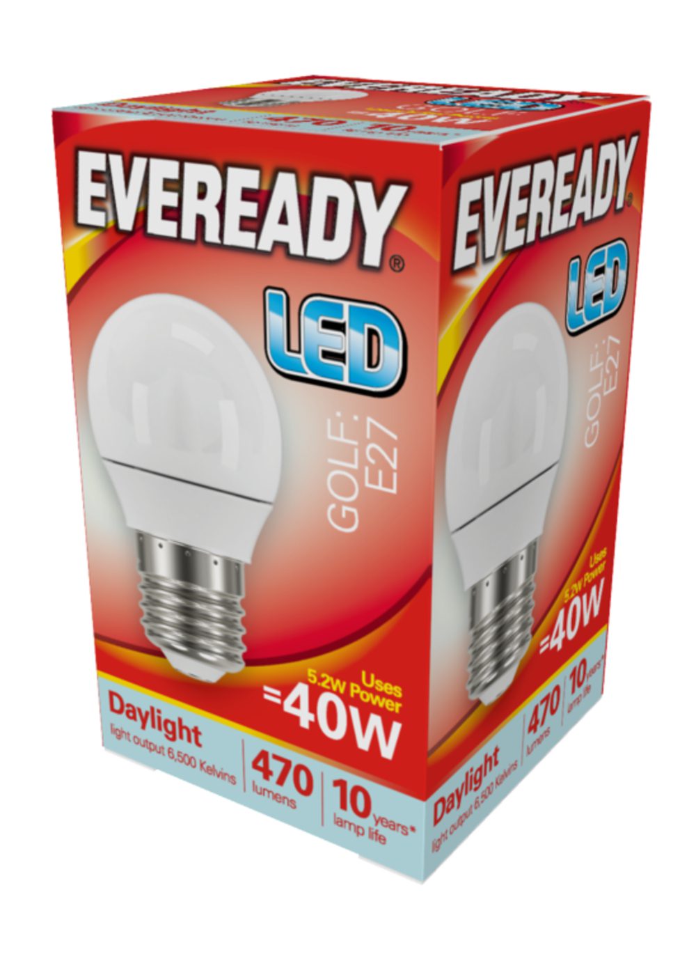 Eveready LED Light Bulb |GOLF: E27| |40W| |Daylight| 5 Pack Main image