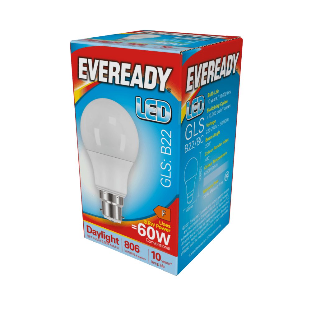 Eveready LED Light Bulb |GLS: B22| |60W| |Daylight White 5 Pack Main image