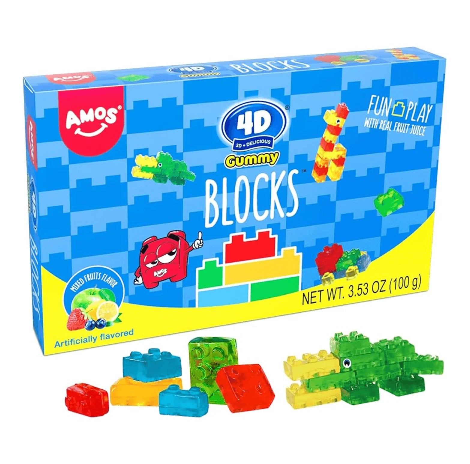 Amos 4D Gummy Blocks Theatre Box 100g 12 pack