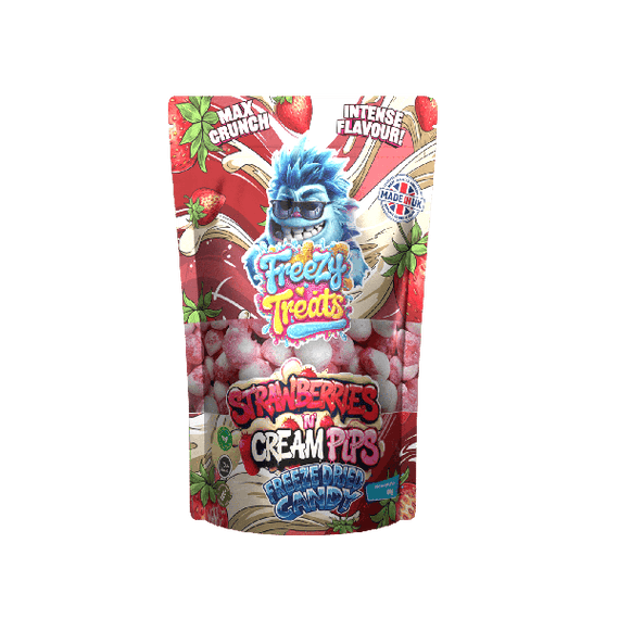 FREEZY TREATS FREEZE DRIED CANDY STRAWBERRIES & CREAM PIPS (12) Main image