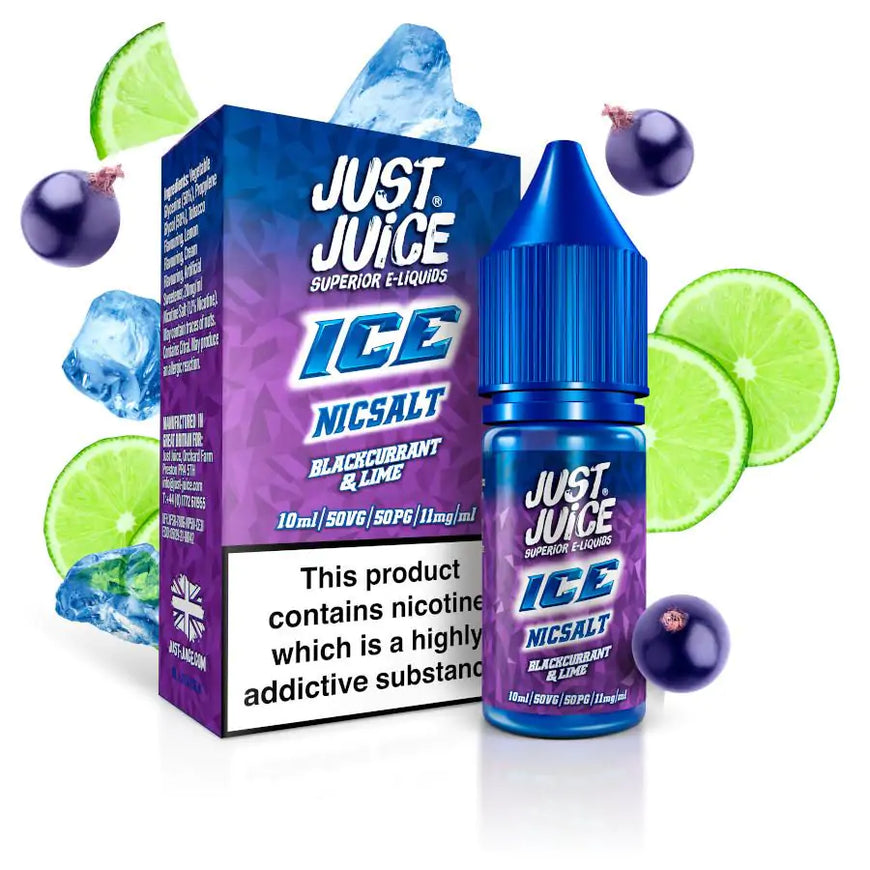 JUST JUICE ICE 10ML NIC SALT BLACKCURRANT & LIME (5) Main image