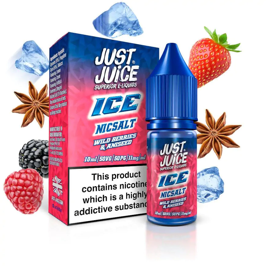 JUST JUICE ICE 10ML NIC SALT WILD BERRIES & ANISEED (5) Main image