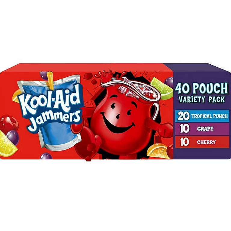 kool aid jammers artificially flavored soft drink variety pack 40 pouches Main image