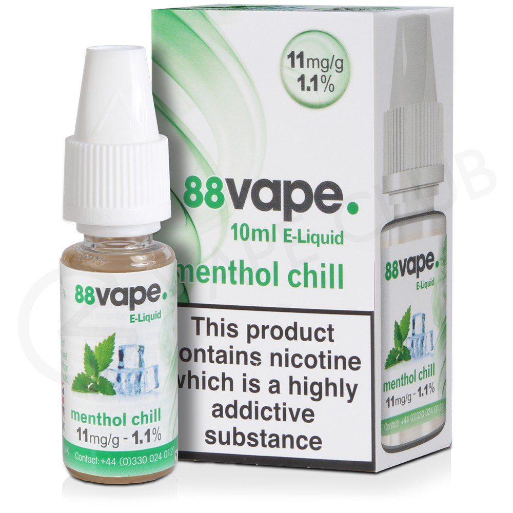 88 Vape E-Liquid Menthol Chill 10ml 20 Pack - 11mg